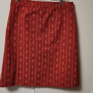 Boden womens cotton skirt Sz 12 geometric pattern A line orange